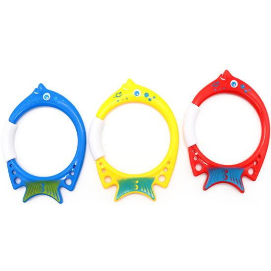 3Pcs Diving Fish Ring Cartoon Safety Plastic Swimming Pool Training Ring Underwater Rings