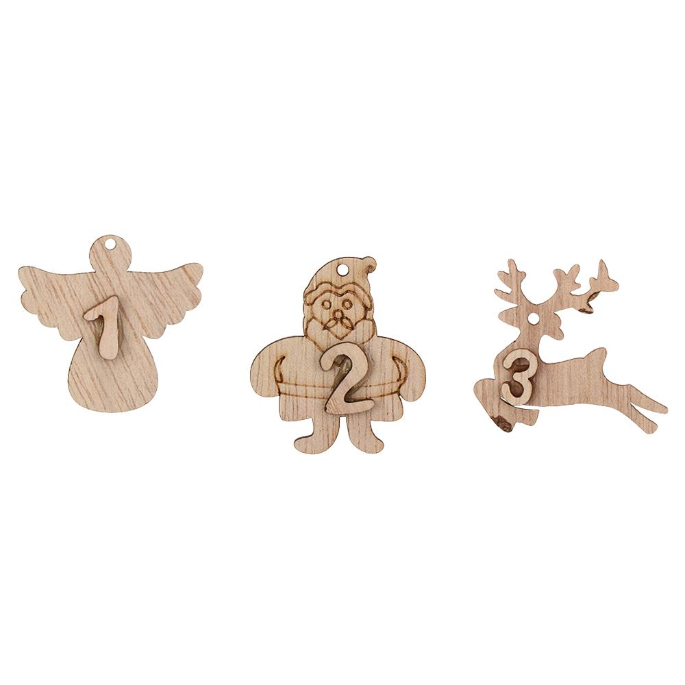 Bags Decor Ornament Countdown Hanging Tags Wooden Pendant Christmas Advent Calendar Number Label