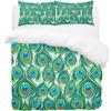 Peacock Feather Print Duvet Cover Bird Feathers Element Bedding Set Ultra Psychedelic Swirl Comforter Cover Colorful Bedclothes