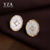 Retro Oval Geometric Cubic Zirconia Stud Earrings - High-End Versatile Accessories