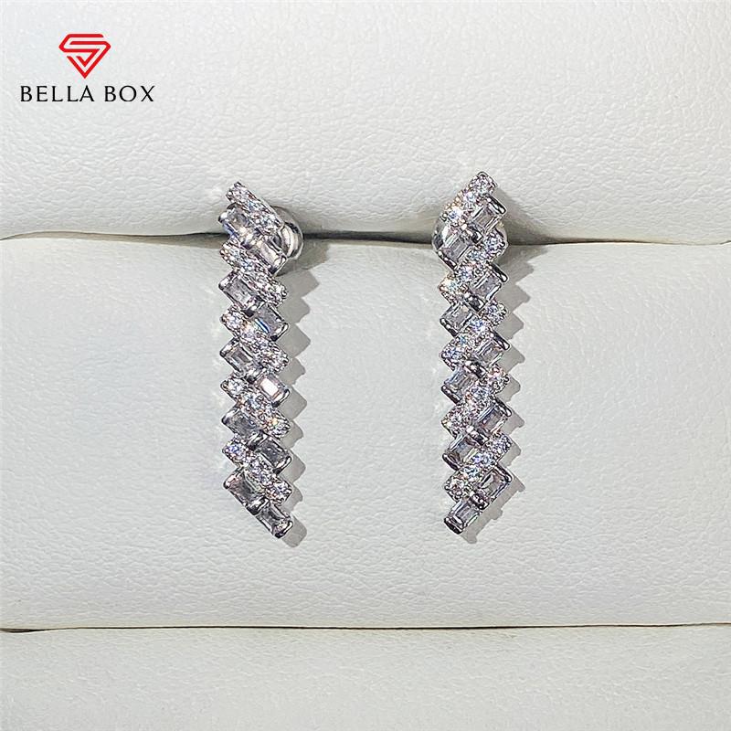 

BELLA BOX модные роскошные серьги-гвоздики с цирконием для женщин простой универсальный дизайн повседневные модные аксессуары белый