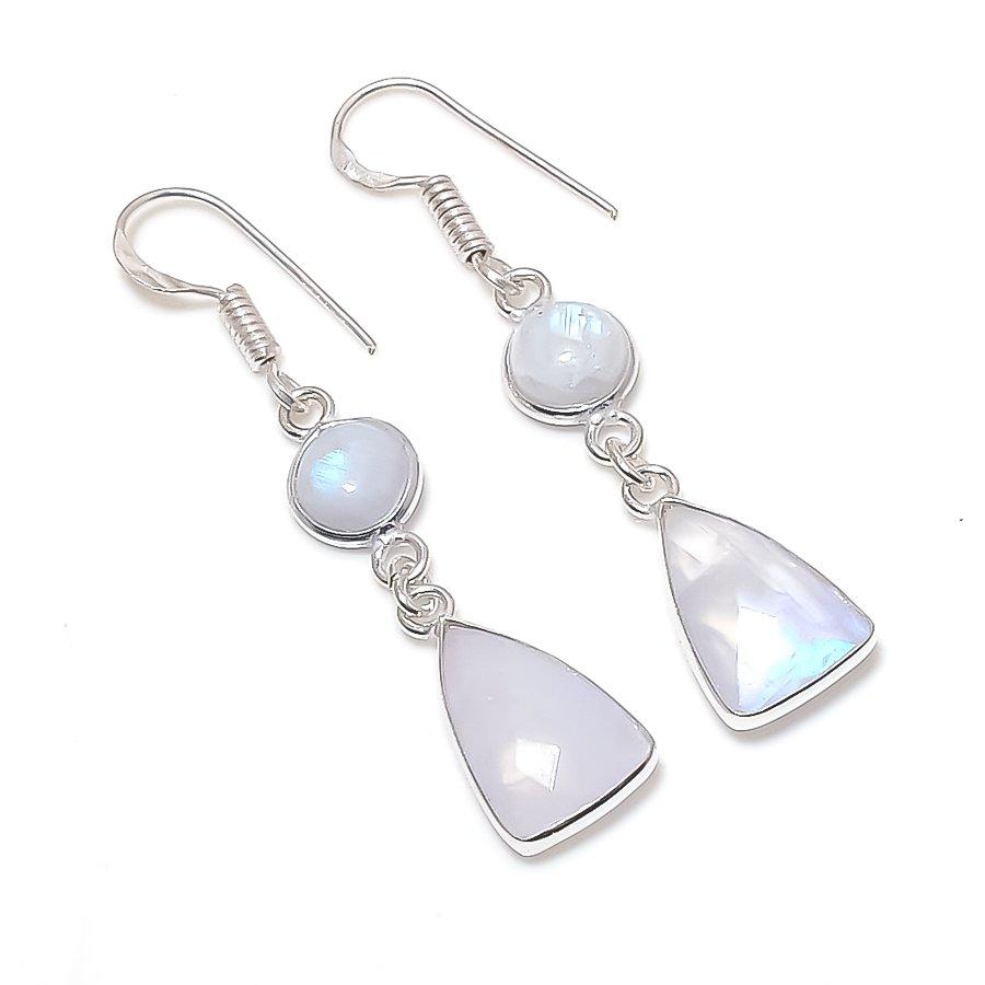 

Natural Rainbow Moonstone 925 Sterling Silver Jewelry Earring 1.93 w3P29