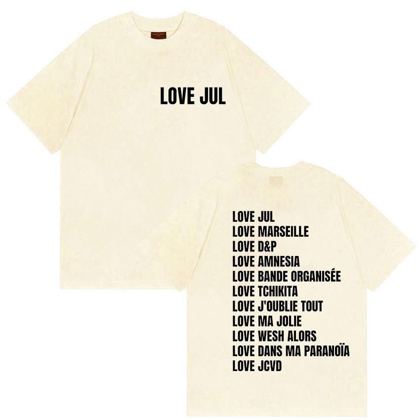 Love Jul France Rapper 2025 Album Print T Shirt Men Women Vintage Fashion Short Sleeve T-shirts Casual Oversized Cotton T-shirt