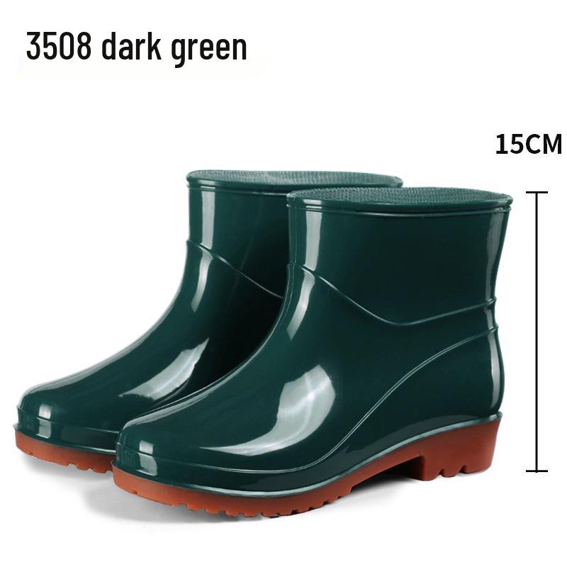 Women's Waterproof Short Rain Boots, Lined PVC, Anti-slip, Thick Sole, Solid Color, Warm & Durable.