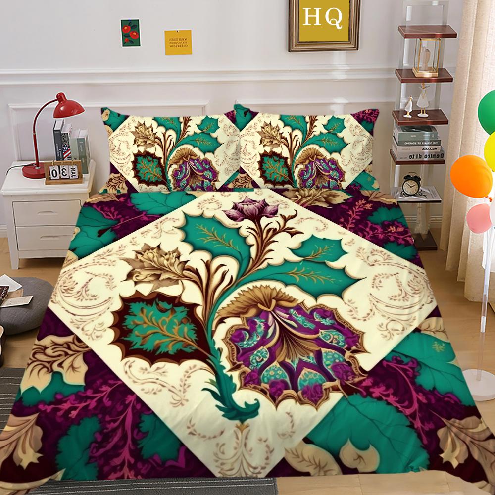 Set Biancheria da Letto Matrimoniale Alta Qualità Fiori Stampa 3D Copriletto Donna Decorazione Camera da Letto