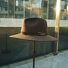 Korean Versatile Brown Mocha Belt Wide Brim Woolen Jazz Top Hat For Men And Women Autumn And Winter British Retro Felt