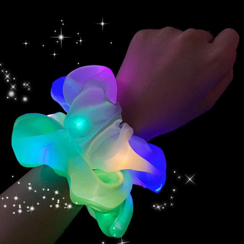 LED Leuchtender Dickdarm Haargummi Hüpfend Di Elektrisch Silbe Elastisch Blinkendes Haaraccessoire Glänzend Stütz-Stirnband