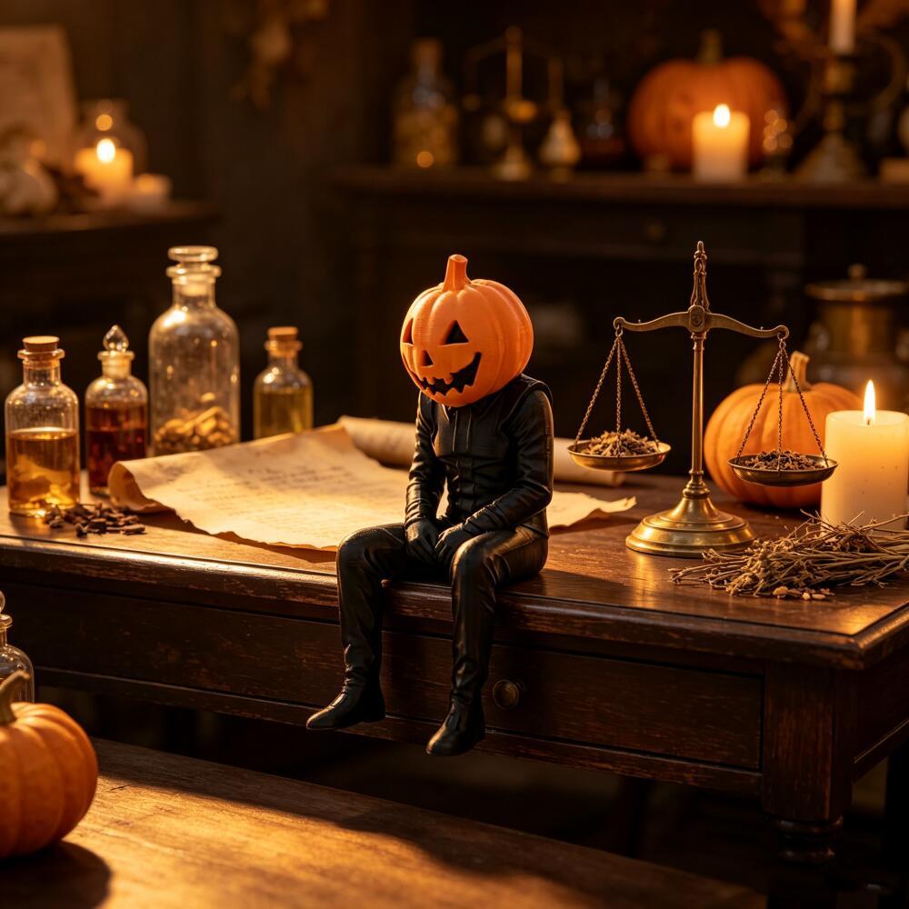 Xiaomi Halloween Tabletop Ornaments Pumpkin-headed Figure In Sitting Position Display Stand Furniture Gift Table Decoration
