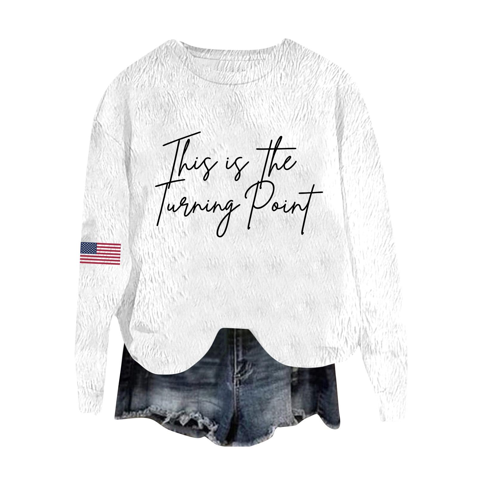 

Женский модный пуловер с круглым вырезом, футболка с длинным рукавом, с принтом XXL белый