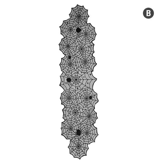 Halloween Decoration Lace Spider Web Skull Tablecloth Black Fireplace Shawl Scarf Spider Web Fireplace Curtains Decoration Cloth