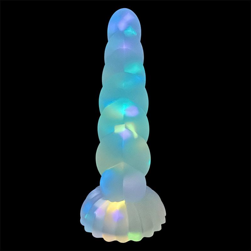 TleMeny Luminous Anal Plug With Sucker Multi Color Silicone Butt Sex Toys Glowing Dark Penis Twist Granules Style Erotic Product