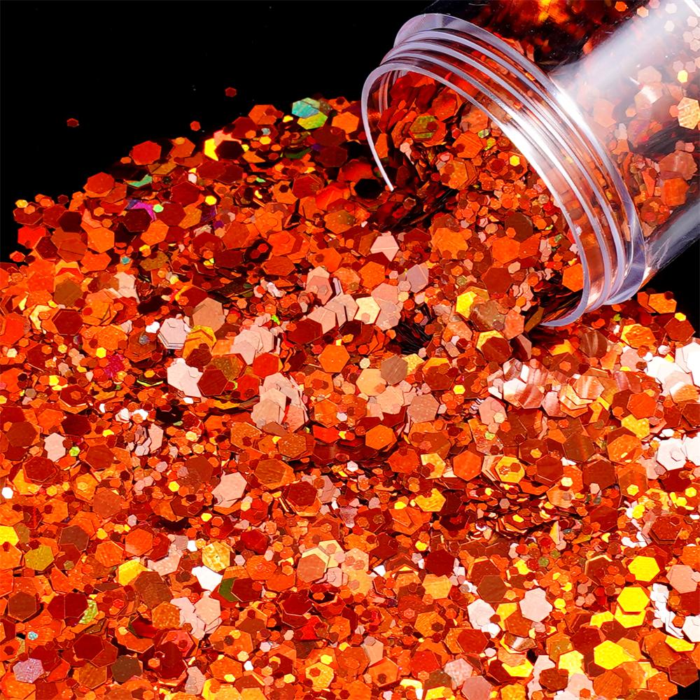 24g/Box Holographic Nail Art Glitter Hexagon Sequins Decorations Flakes Colorful Chunky Color Laser Sequins For DIY Epoxy Resin