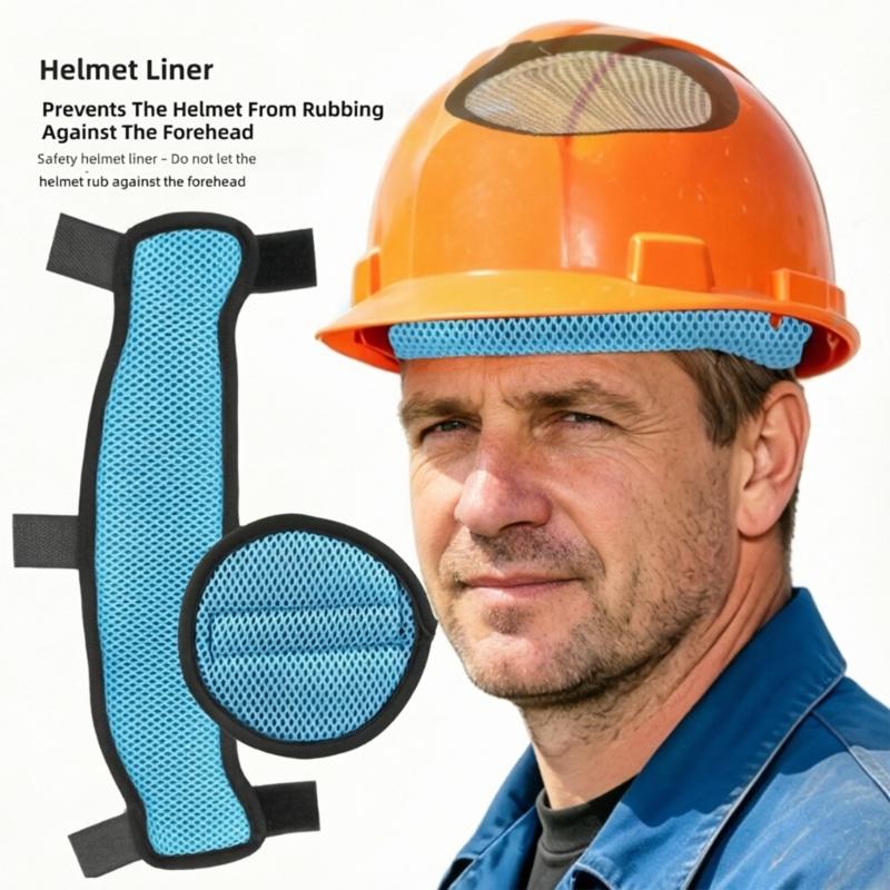 Breathable Safety Helmet Insert Set Soft Fabric Interior Comfort Liner Pad with Washable Fasteners for Daily Warehouse Hard Hat Use