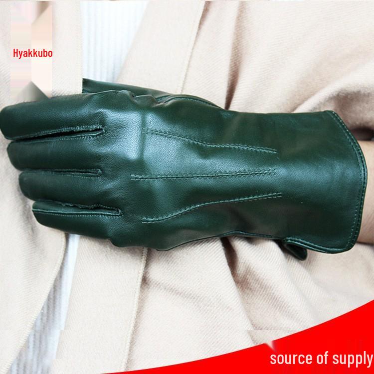 Unisex Patchwork Sheepskin Leather Gloves for Outdoor Cycling and Motorcycle Use