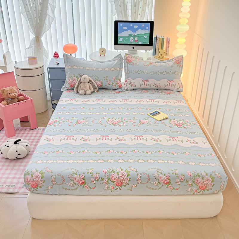 Saltea din bumbac pur, o singură bucată, husă protectoare pentru saltea 100% bumbac, husă de pat, cearceaf de pat pentru copii, model saltea din trei piese.