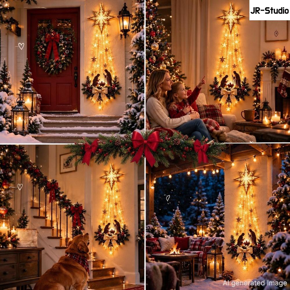Light Up Angel Wall Lamp, Luminous Wing Resin Wall Decor, Christmas Star Scene Ornament, Festive Atmosphere Home Decoration Gift