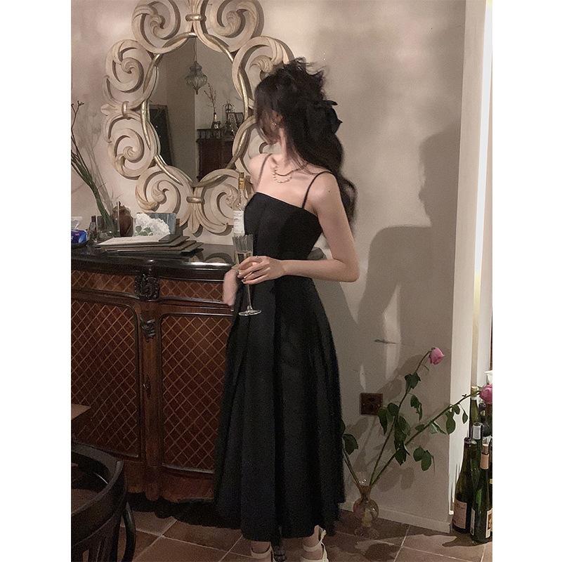 

Платье на подтяжках женское летнее плиссированное ретро сексуальное дизайн Sense Niche Cold Advanced Sense французская средняя и длинная юбка 2XL