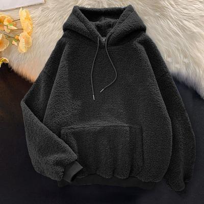 Yousheng Women Winter Hoodie with Elastic Cuffs Thick Fleece Hooded Darwstring Keep Warm Long Sleeves with Big Pocket Outdoor Commuting Sport Top