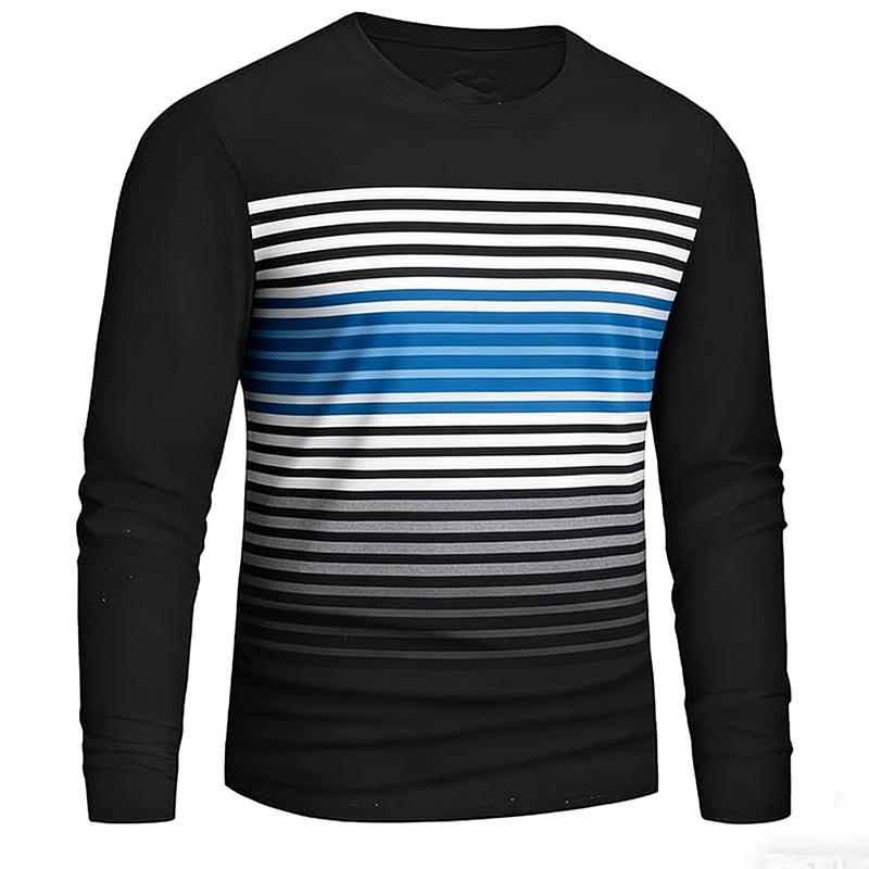 

Men s T-Shirt Comfortable Spring Striped Pattern Long Sleeve 3D Digital Printing Fashionable Clothing Casual 3XL