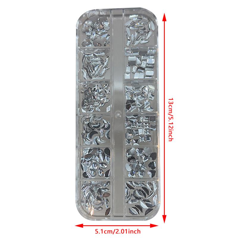 12 Grids Sparkle  Flat Bottom Glitter  Geometric Irregular Nail Art Decorations Diy Manicure Tool Accessories