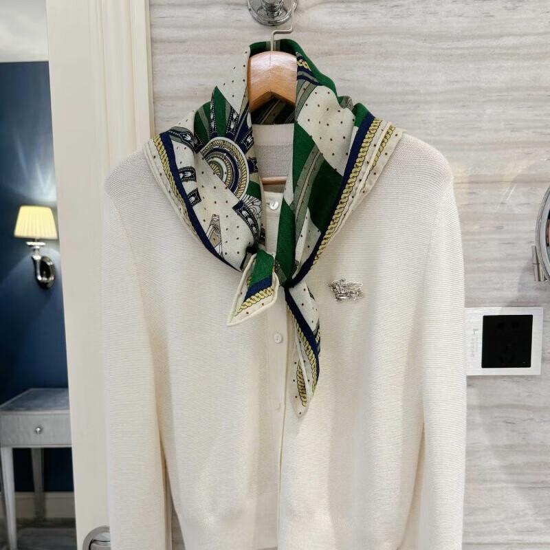 NINA SOLOR Silk Wool Polka Dot Scarf 63x63cm