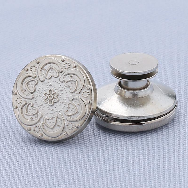Adjustable 17MM Metal Waist Slimming I-Shaped Jeans Button - Detachable and Nail-Free