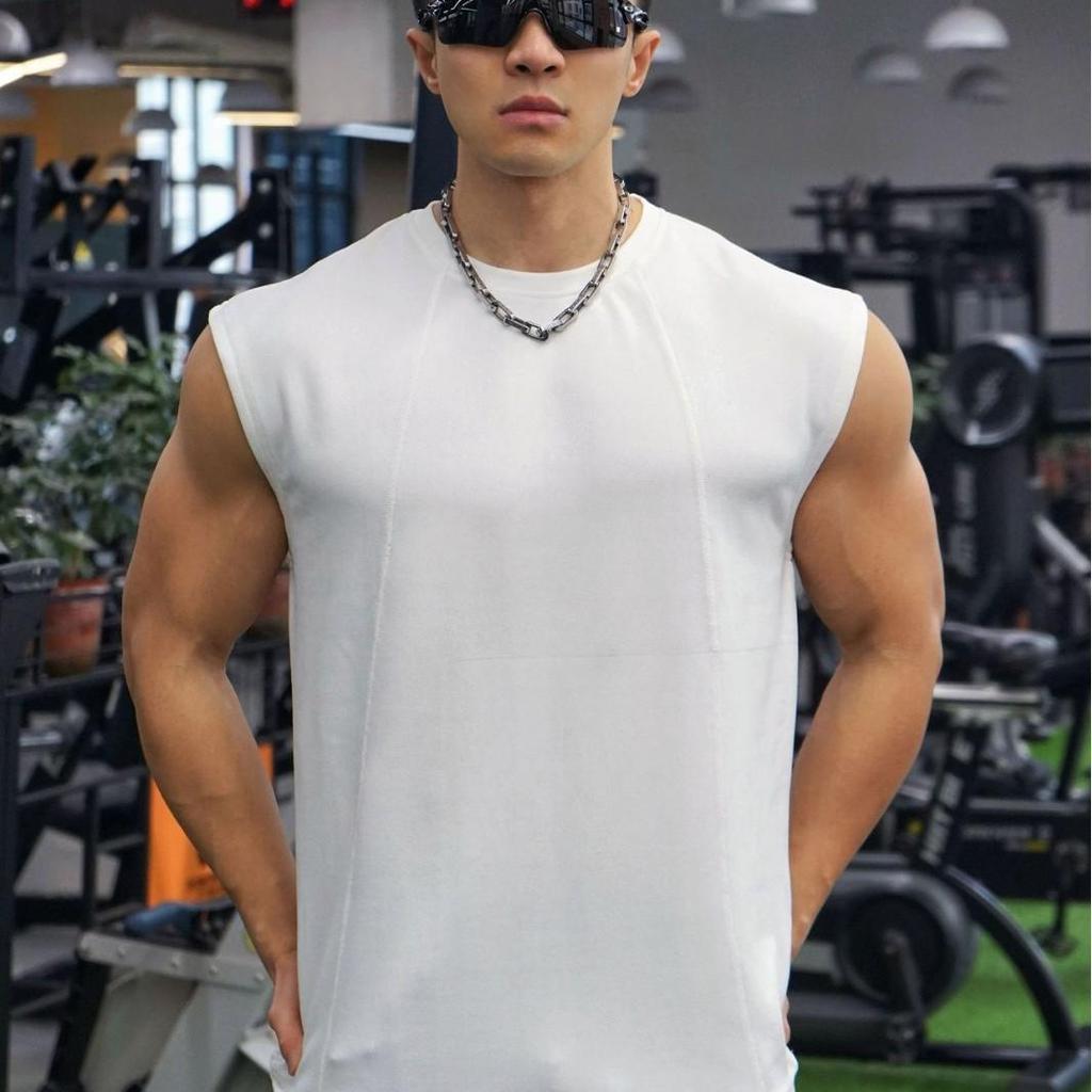 Ανδρικό Βαμβακερό Αμάνικο Tank Top American Fitness Brothers με Φαρδιούς Ώμους για Καλοκαιρινό Τρέξιμο και Αθλητισμό