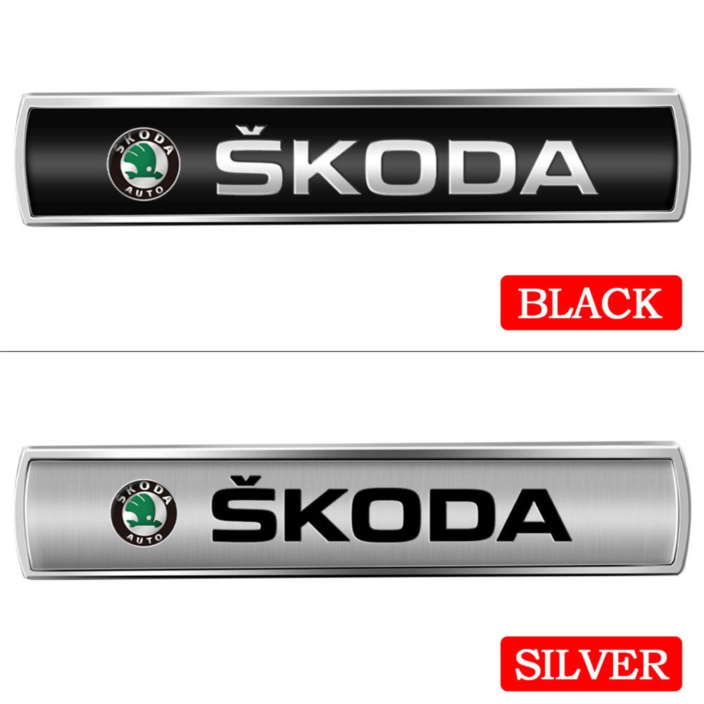 ADT1 Car Metal Logo Car Body Fender Side Window Stickers Trunk Badge For Skoda Rapid Scala Kodiaq Fabia Kamiq Karoq Octavia 3 A5 A7