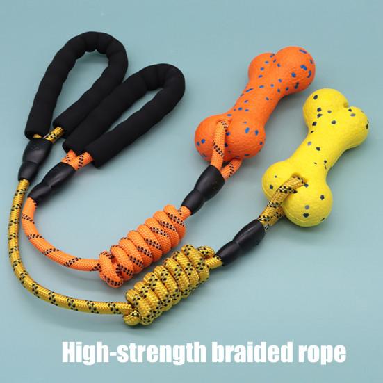 Pet Teeth Cleaning Toy ETPU Bone Dog Chew Toy, with Braided Rope, Foam Handle, Interactive Tug Pets of War for Medium Large Breed Dogs Toys