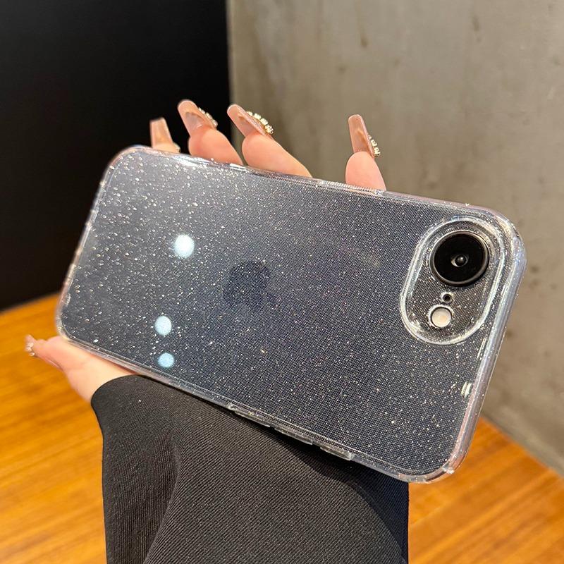 Soft Glitter Transparent Phone Case For iPhone 16E 11 12 13 14 15 16 Pro Max Plus Shockproof Silicone Clear Bumper Cover