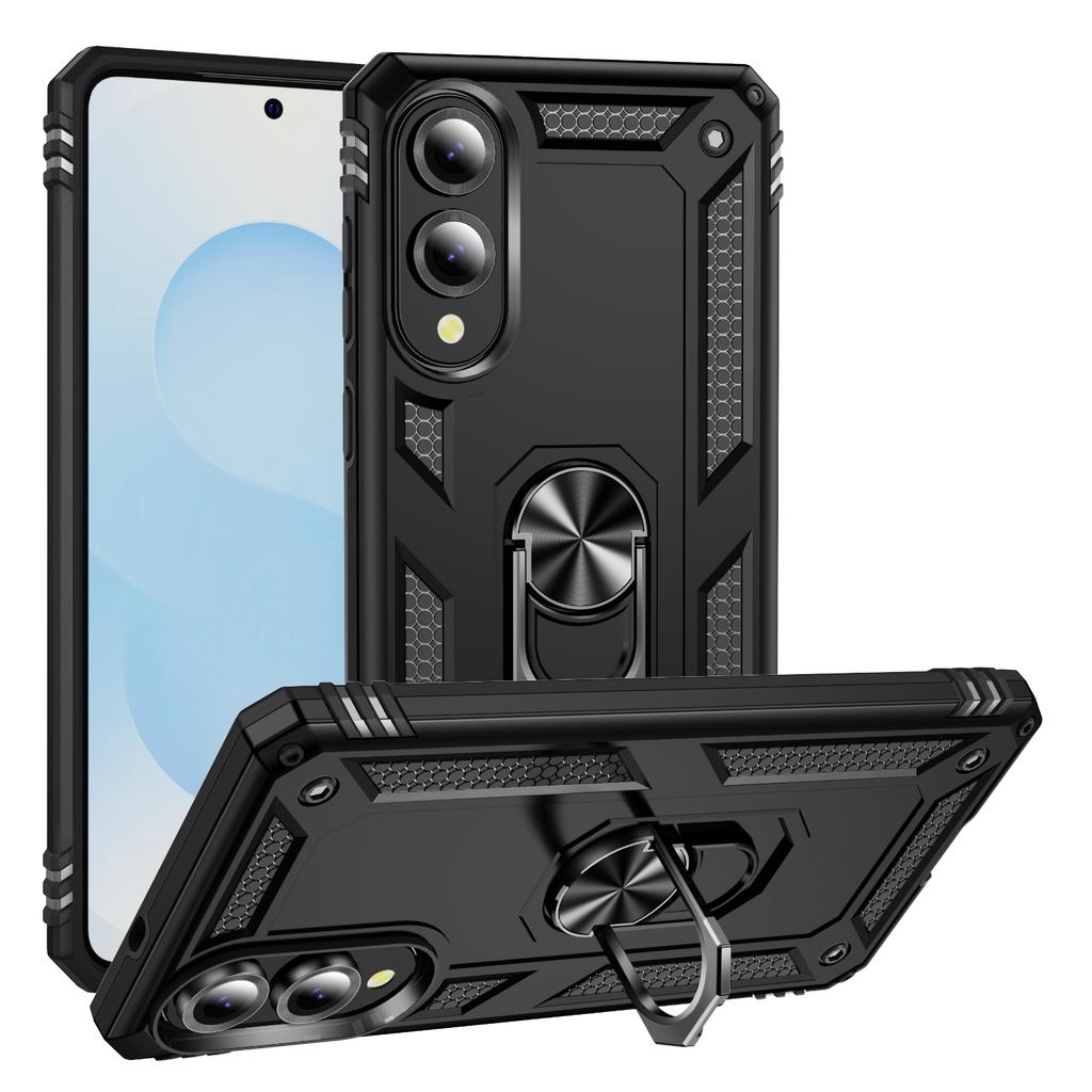 Armored Four Corner Anti Fall Phone Case For Samsung Galaxy S25 Edge Ring Holder Phone Case