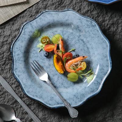 Retro jednobarevný keramický talíř kreativní restaurace dezert ovoce talíř domácí lahodné pokrmy jídelní talíře unikátní stolní nádobí