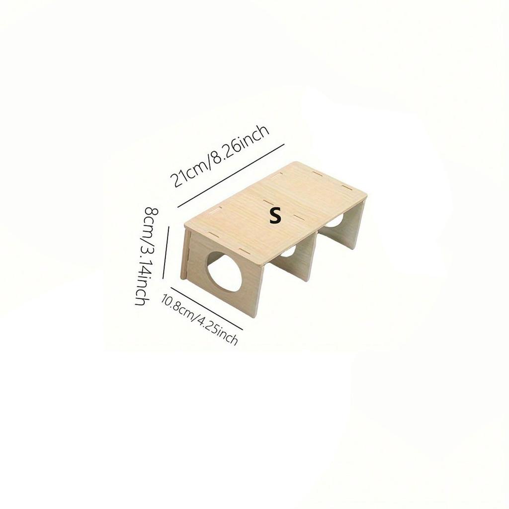 1pc Solid Wood Hideaway House, For Hamster Squirrel, Small Pet Aquascape Toys,  Small Animal Cage Accessories