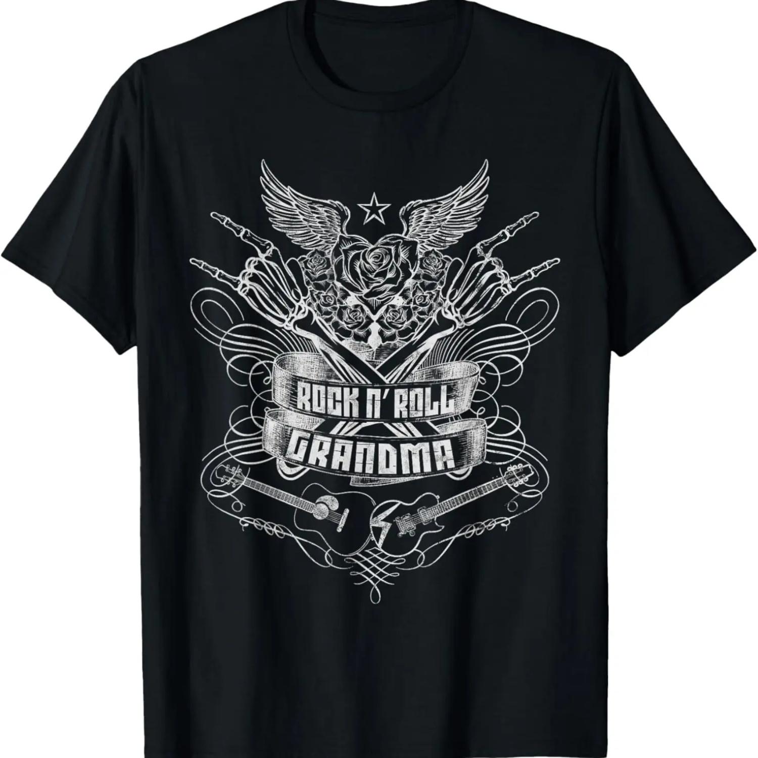 Rock N Roll Grandma Distressed Rock Music Lover Concert T-Shirt S чёрный