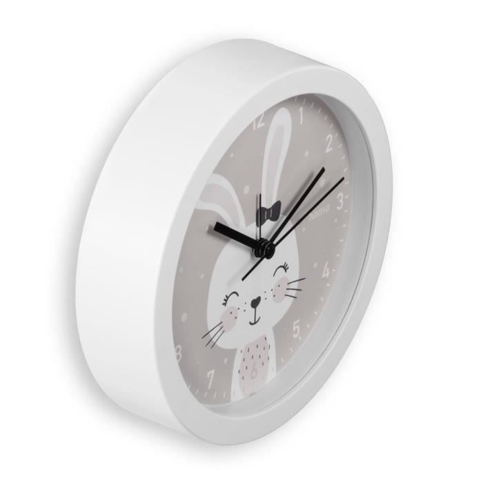 Horloge de table - maui - blanc - fonction réveil - ø16cm - mécanisme silencieux