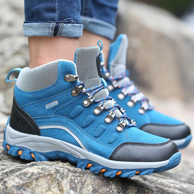 Women's Men Hiking Boots Fashion Casual Ankle Boots Couple Comfort Sneakers Outdoor Non Slip Camping Trekking Boots Unisex Botas