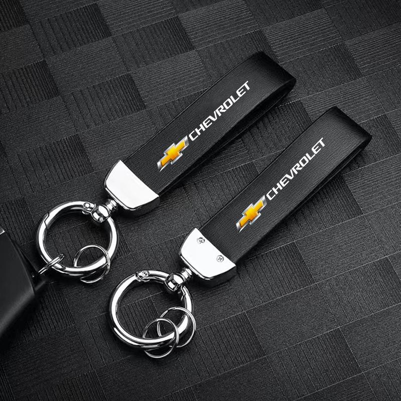 Leather Car Logo Key Chain Keyring Pendant Auto Interiors For Chevrolet Volt Lacetti Aveo Groove Onix Volt Matiz Camaro Colorado
