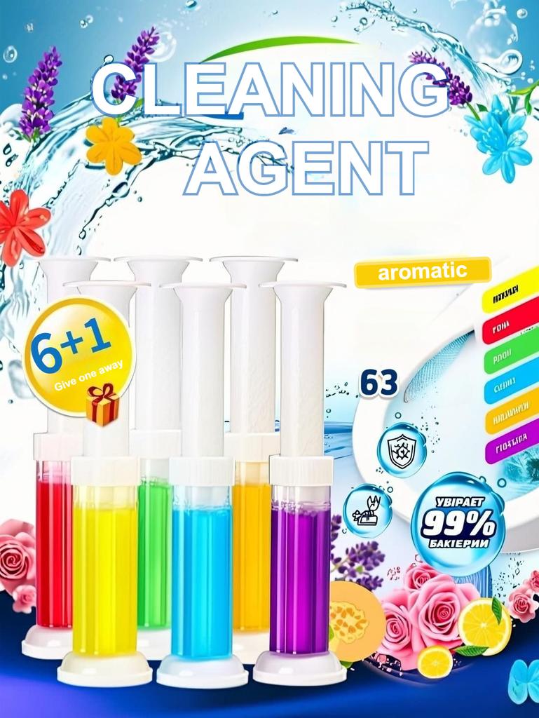 7 ks Květinový Aromatický Automatický Čisticí Gel na Toaletu s Účinnou Deodorizací a Dezinfekcí, Dlouhotrvající Vůní v Koupelně a Nástroji pro Odstranění Nečistot