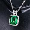 Emerald Princess Cut Pendant Luxury Party Engagement Zircon Necklace Jewelry