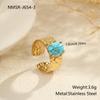 European and American retro natural stone turquoise stainless steel ring does not fade, plated with real gold ins trendy hand jewelry