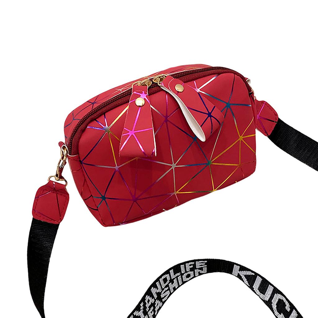 Woman Square Crossbody Bag Print Shoulder Bag with Wide Detachable Shoulder Strap for Mobile Phone Cosmetics Keychain