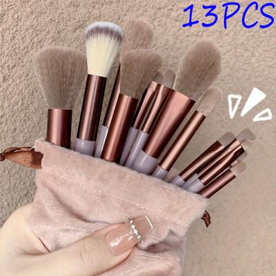 13-teiliges, weiches und flauschiges Pro-Make-up-Pinsel-Set, hochwertiges Kosmetik-Set zum Mischen von Lidschatten für Damen, Stab aus ABS-Kunststoff und sanfte Polyesterborsten