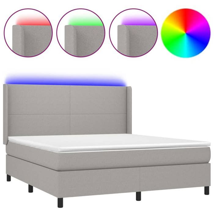 Maison Exclusive - Sommier à lattes de lit matelas LED Gris clair 180x200 cm Tissu