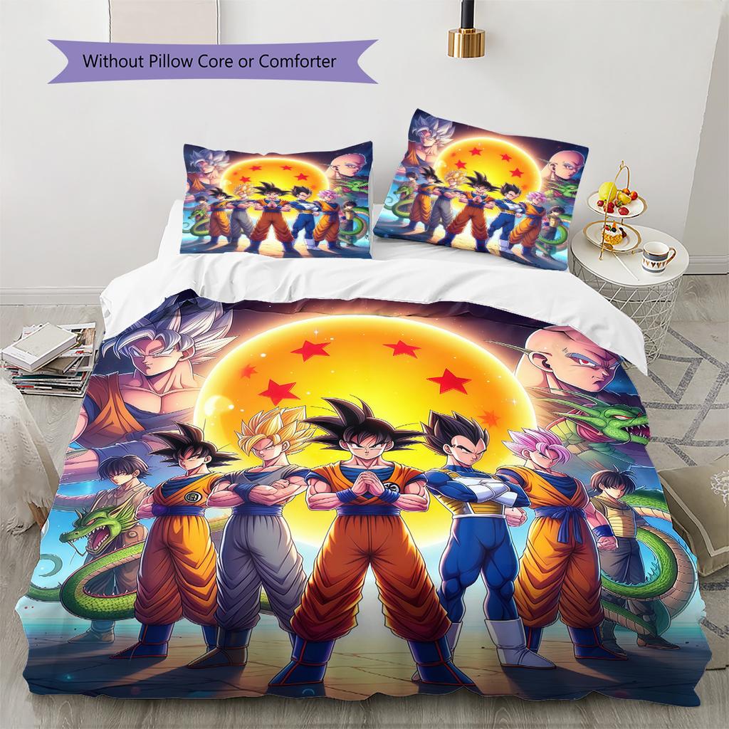 Dragon Ball Collection Bedding Set HD Print Duvet Cover Pillowcases Soft Breathable