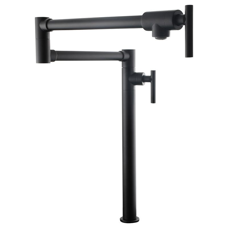 Kitchen Basin Faucet Brass 360 Rotation Folding Single Cold Kitchen Flexible Sink Faucet Deck Mounted Black Kitchen Sink