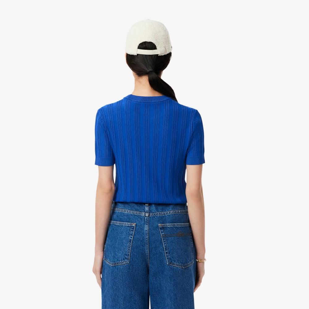 Lacoste Women's Pleated Rib Short-Sleeve Sweater AF7961-55NC4X