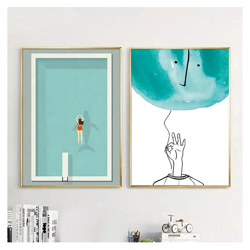 Postere din pânză Pictură Imprime figuri creative Postere pentru camera de zi Modern art Home Decor nordic piscina de perete art