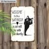 2D Flat, 1pc Vintage Humorous Aluminium Wall Art Sign "Welcome To The Bathroom, A Cat Will Be with You Shortly"- 8"x12" Aluminium Rustic Bathroom