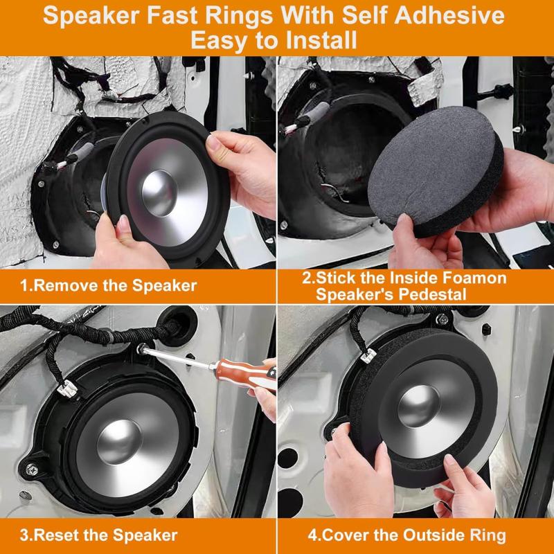4/5/6.5 Inch Car Door Speaker Sound Proof Sponge Sound Quality Improvement Bass Ring Foam Woofer Pad Auto Interior Accessories