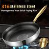 Sartén Wok de Acero Inoxidable 316 Antiadherente Panal Olla Sartén para Bistec Casera Estufa de Gas Inducción Cacerola Utensilios de Cocina